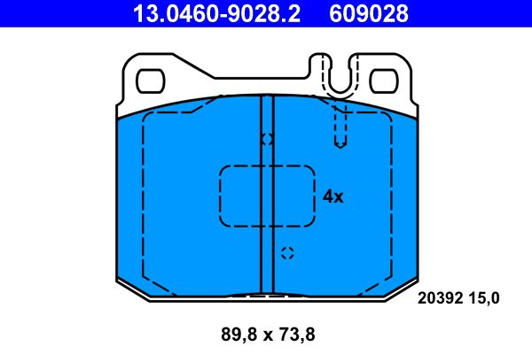 ATE 13.0460-9028.2 - Bremsbelagsatz, Scheibenbremse