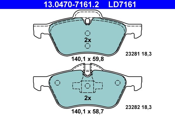 ATE 13.0470-7161.2 - Bremsbelagsatz, Scheibenbremse