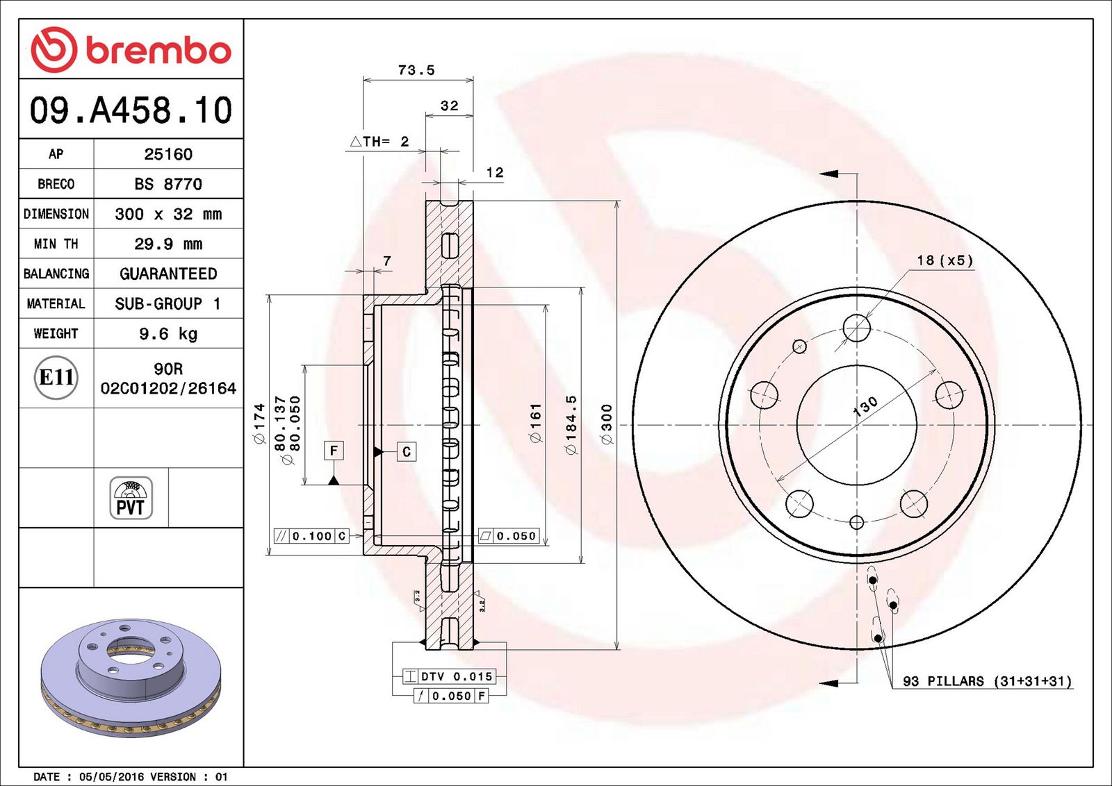 BREMBO 09.A458.10 - Bremsscheibe