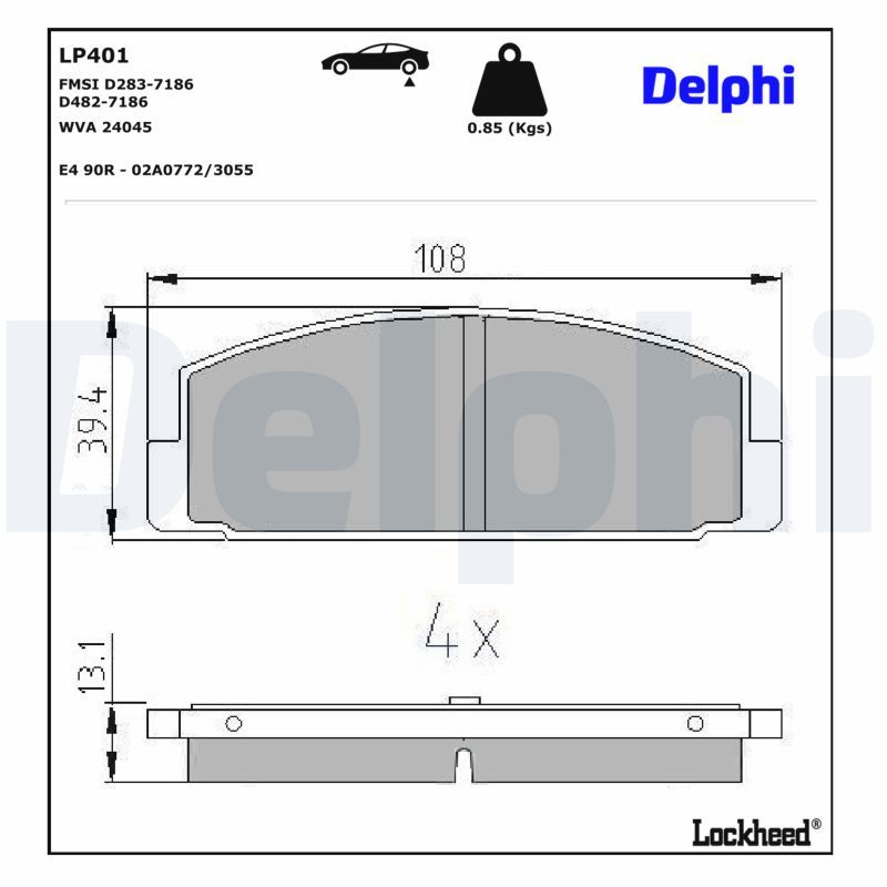 DELPHI LP401 - Bremsbelagsatz, Scheibenbremse