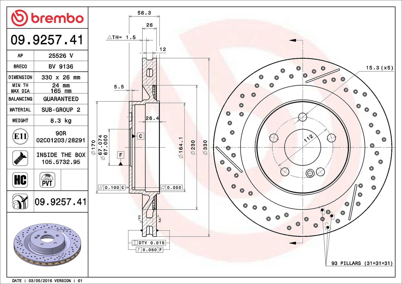 BREMBO 09.9257.41 - Bremsscheibe