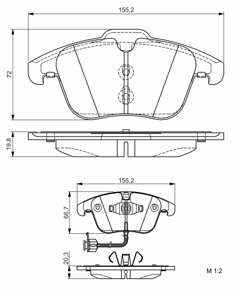 BOSCH 0 986 495 129 - Bremsbelagsatz, Scheibenbremse