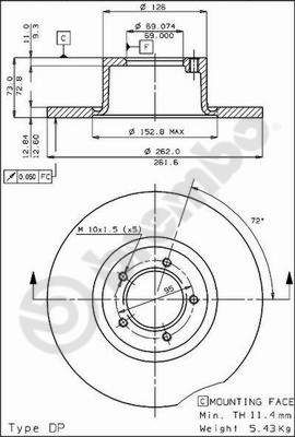 BREMBO 08.3296.10 - Bremsscheibe