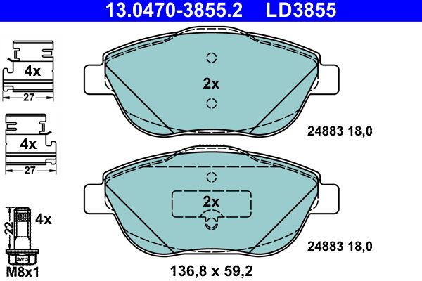 ATE 13.0470-3855.2 - Bremsbelagsatz, Scheibenbremse