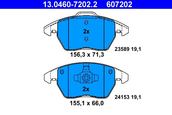 ATE 13.0460-7202.2 - Bremsbelagsatz, Scheibenbremse