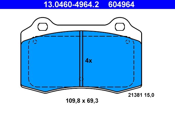 ATE 13.0460-4964.2 - Bremsbelagsatz, Scheibenbremse