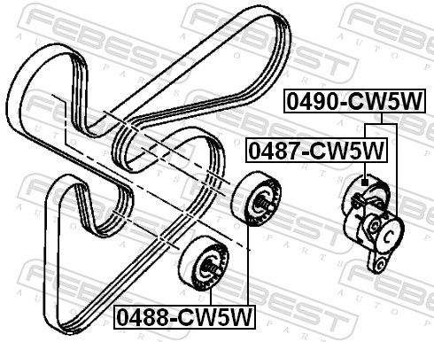 FEBEST 0487-CW5W - Spannrolle, Keilrippenriemen