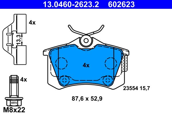 ATE 13.0460-2623.2 - Bremsbelagsatz, Scheibenbremse