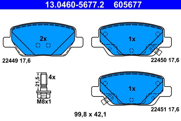 ATE 13.0460-5677.2 - Bremsbelagsatz, Scheibenbremse