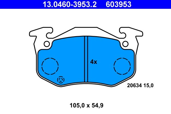 ATE 13.0460-3953.2 - Bremsbelagsatz, Scheibenbremse