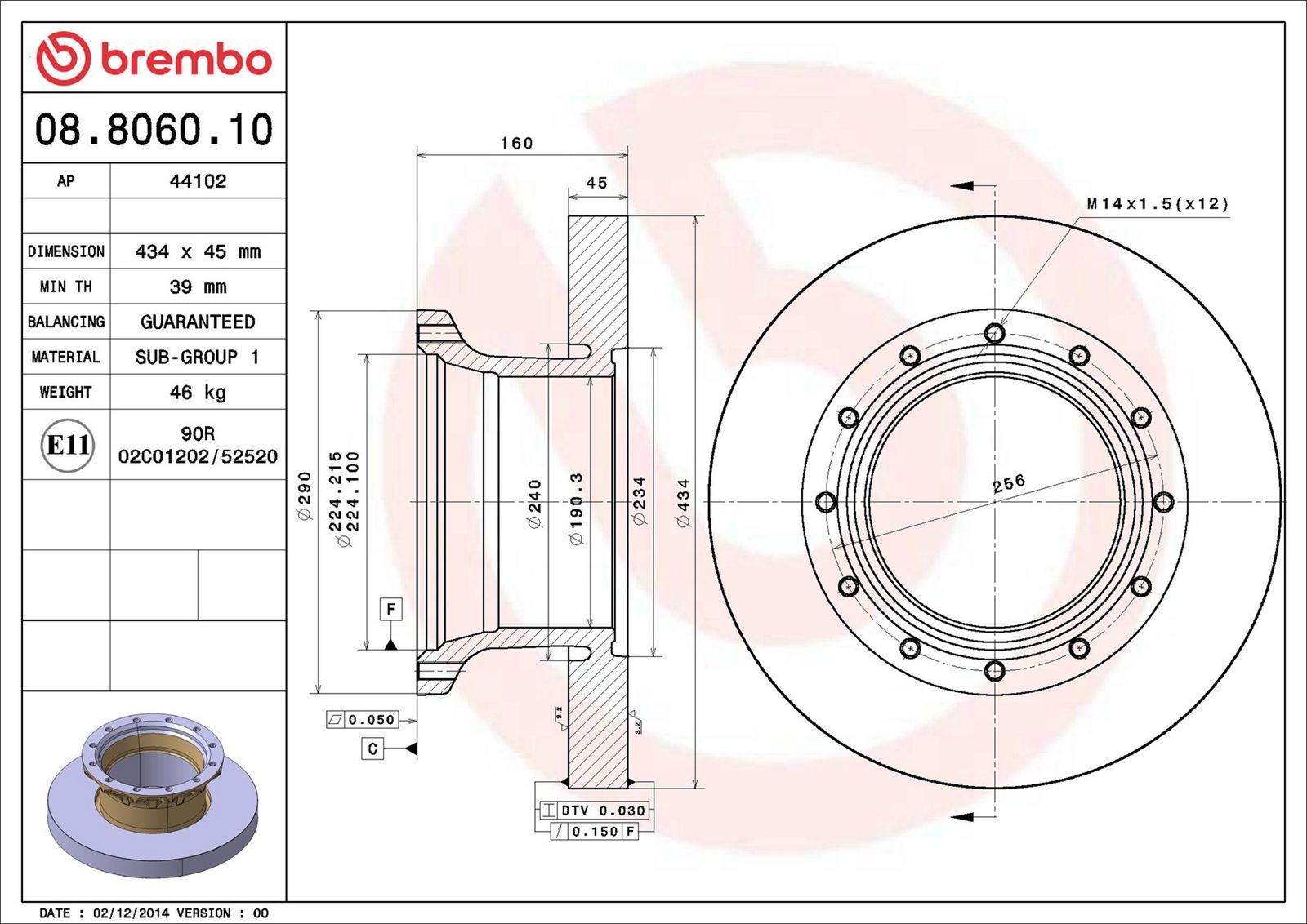 BREMBO 08.8060.10 - Bremsscheibe
