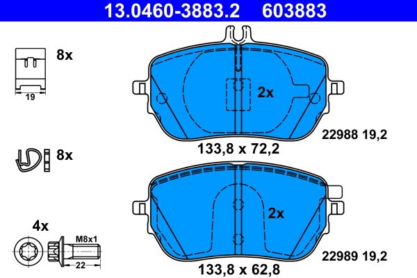 ATE 13.0460-3883.2 - Bremsbelagsatz, Scheibenbremse
