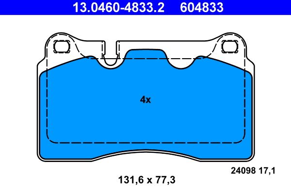 ATE 13.0460-4833.2 - Bremsbelagsatz, Scheibenbremse