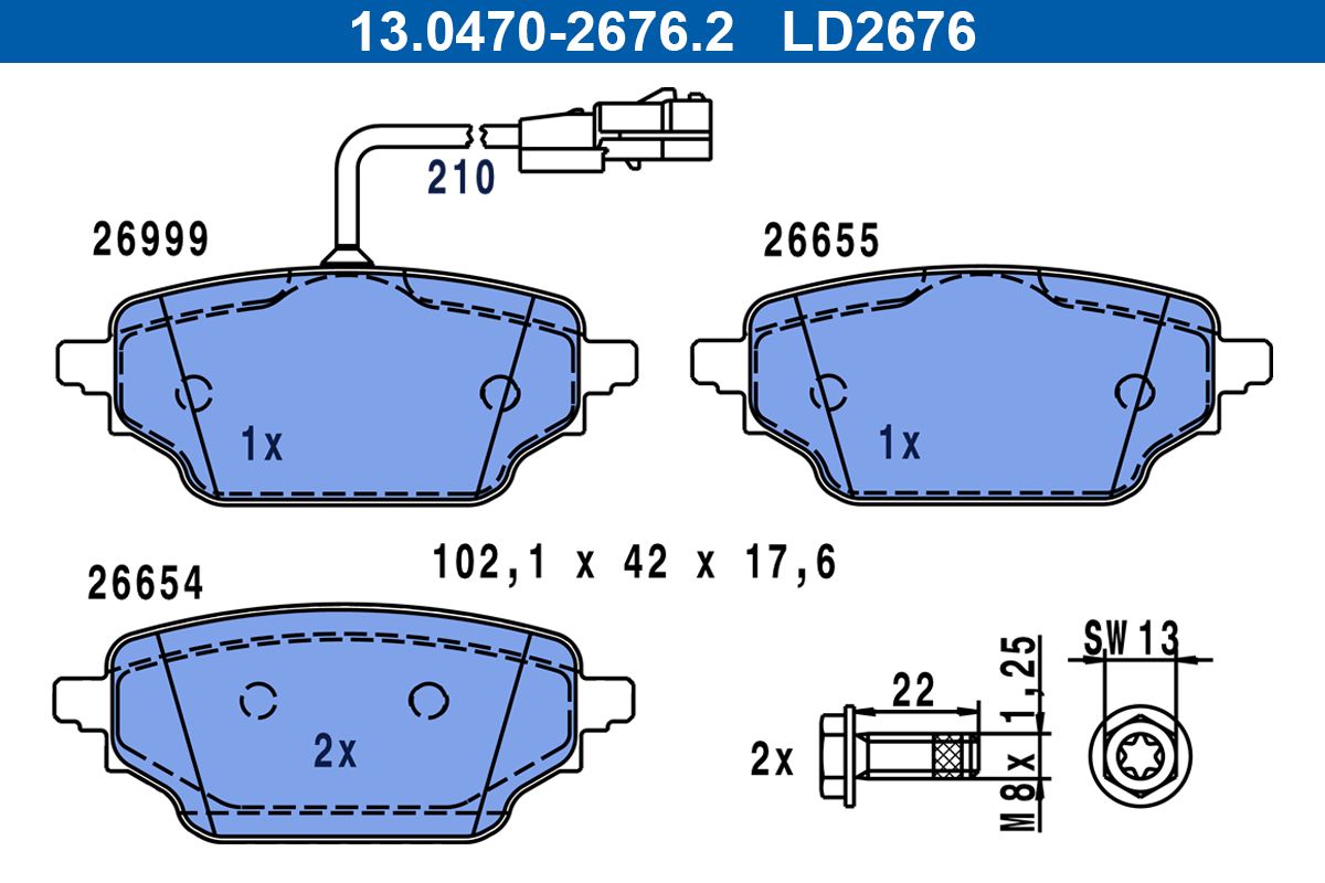 ATE 13.0470-2676.2 - Bremsbelagsatz, Scheibenbremse