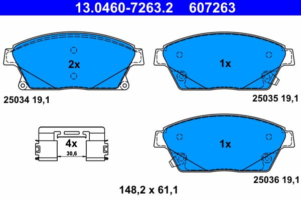 ATE 13.0460-7263.2 - Bremsbelagsatz, Scheibenbremse