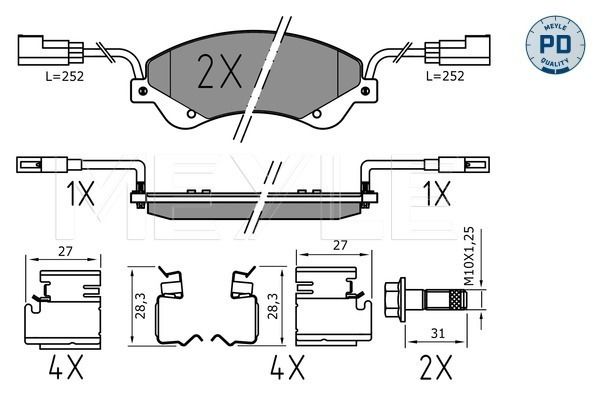 MEYLE 025 244 8518/PD - Bremsbelagsatz, Scheibenbremse