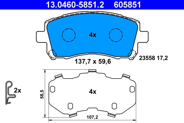 ATE 13.0460-5851.2 - Bremsbelagsatz, Scheibenbremse