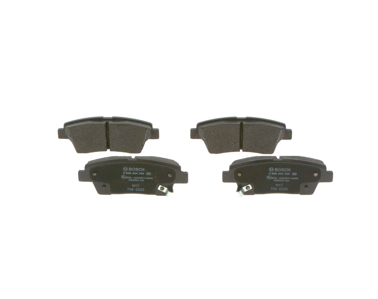 BOSCH 0 986 494 766 - Bremsbelagsatz, Scheibenbremse