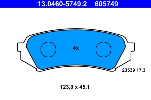 ATE 13.0460-5749.2 - Bremsbelagsatz, Scheibenbremse