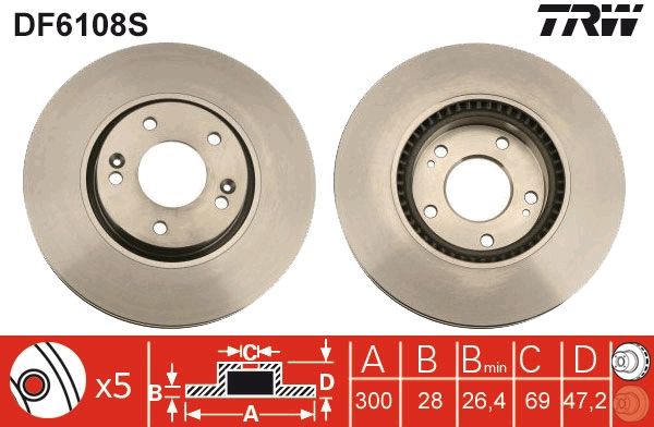 TRW DF6108S - Bremsscheibe