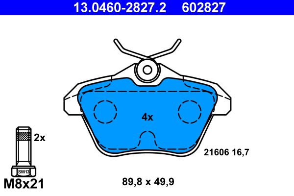 ATE 13.0460-2827.2 - Bremsbelagsatz, Scheibenbremse