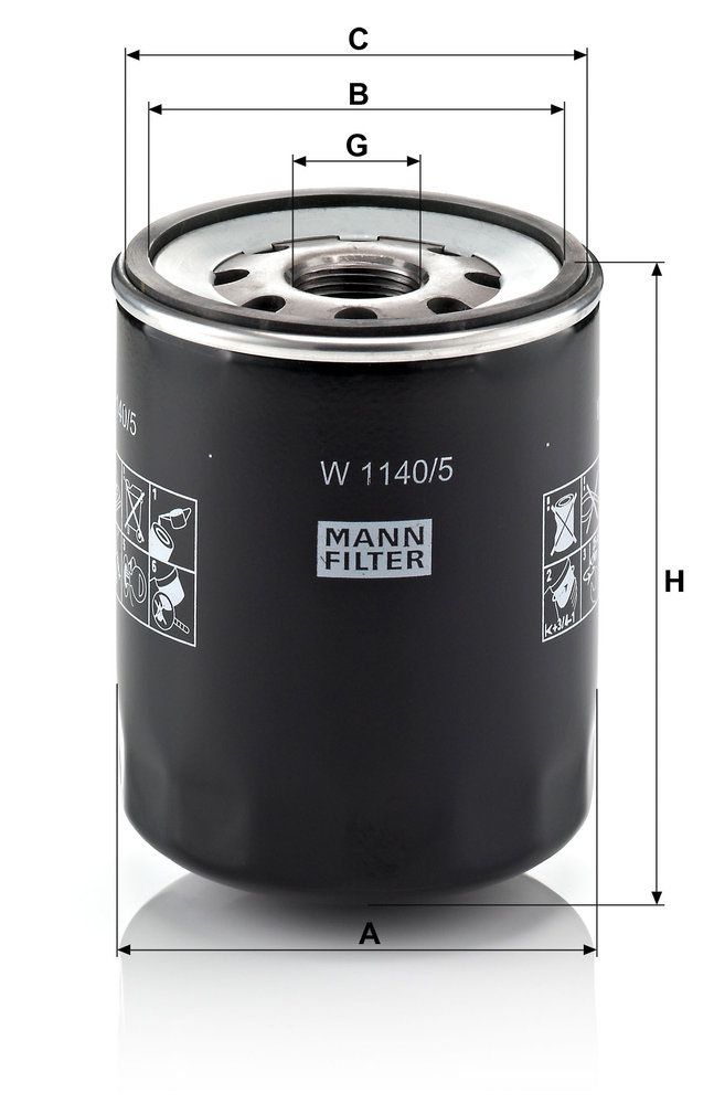 MANN-FILTER W 1140/5 - Ölfilter