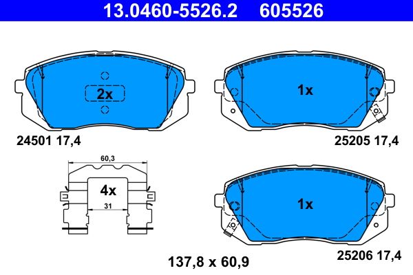 ATE 13.0460-5526.2 - Bremsbelagsatz, Scheibenbremse