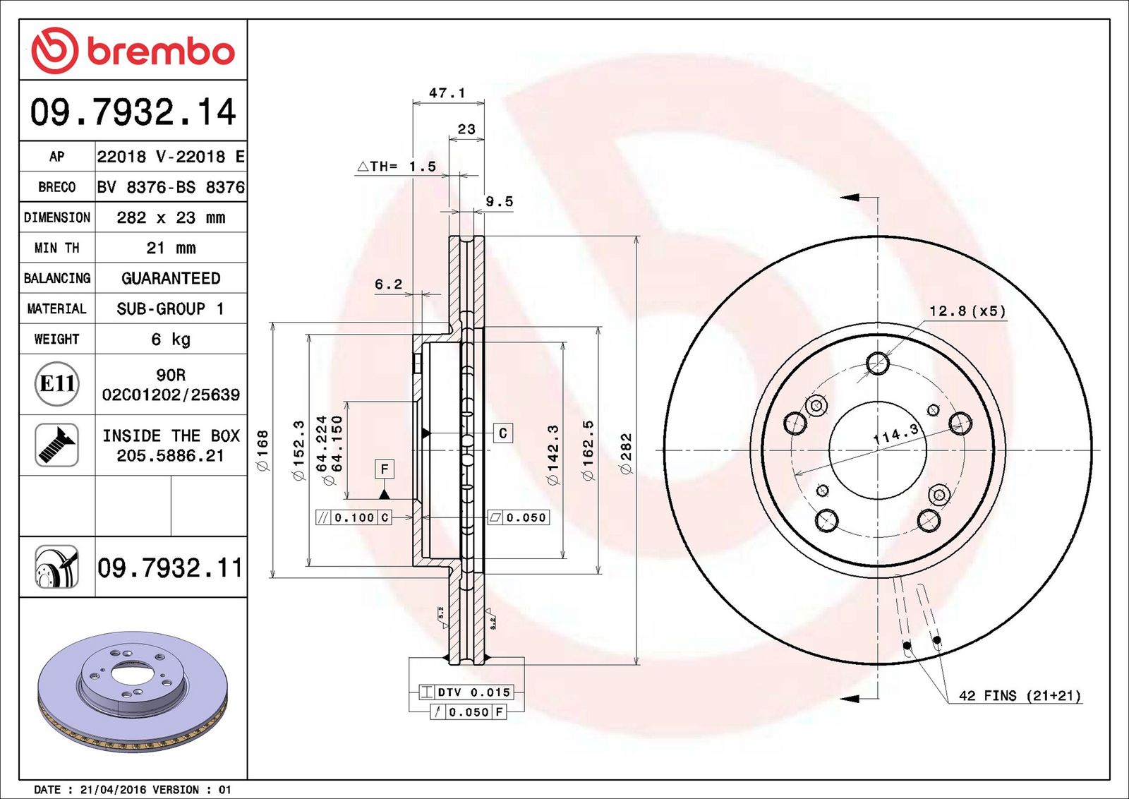 BREMBO 09.7932.11 - Bremsscheibe