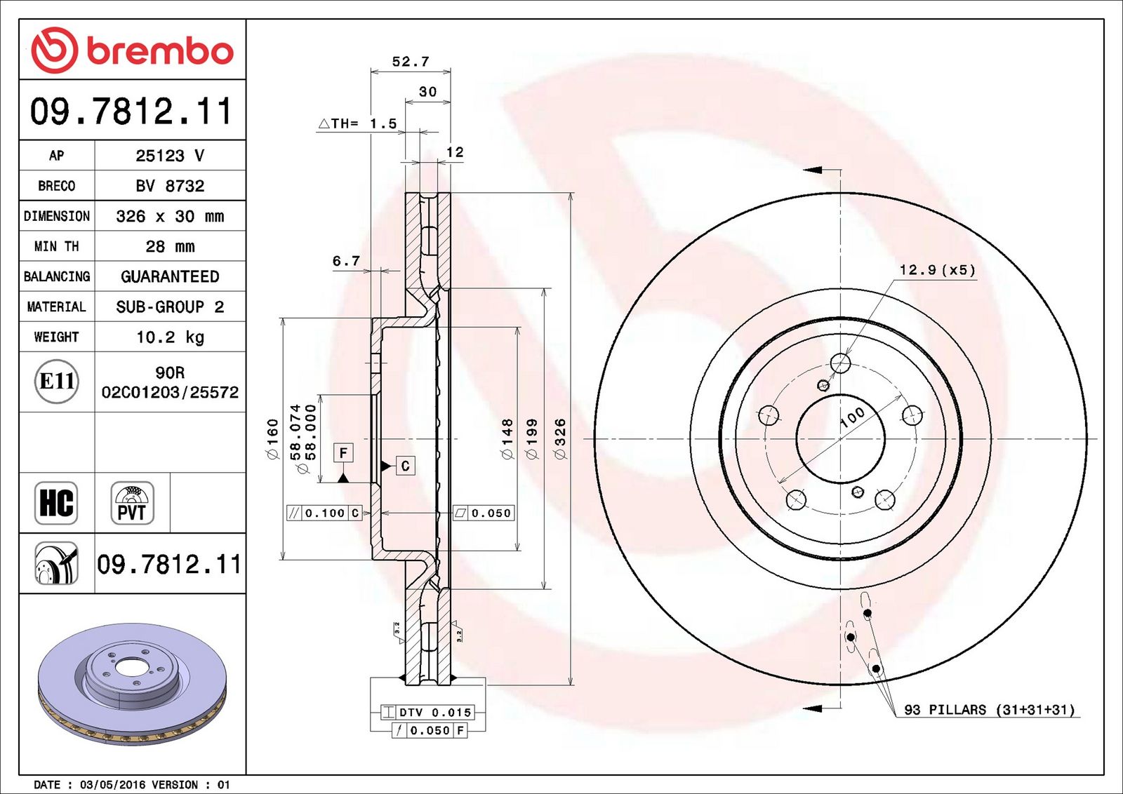 BREMBO 09.7812.11 - Bremsscheibe