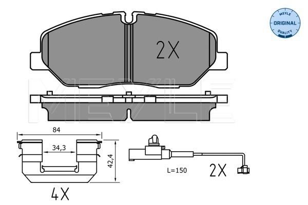 MEYLE 025 224 2020/PD - Bremsbelagsatz, Scheibenbremse