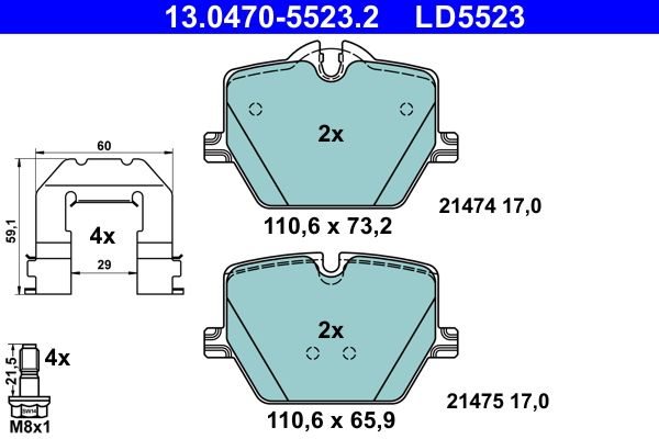 ATE 13.0470-5523.2 - Bremsbelagsatz, Scheibenbremse