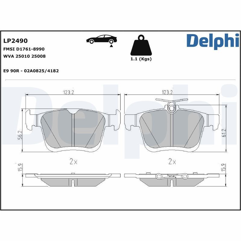 DELPHI LP2490 - Bremsbelagsatz, Scheibenbremse