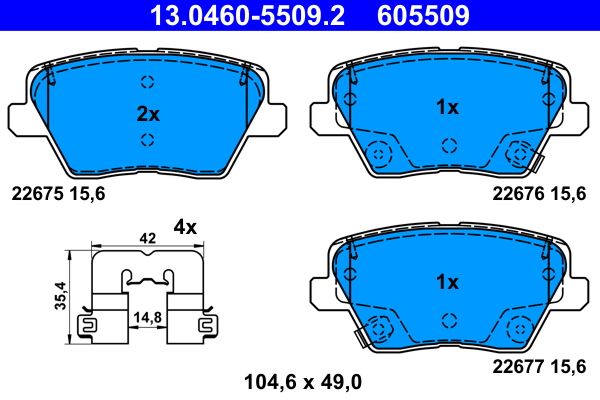 ATE 13.0460-5509.2 - Bremsbelagsatz, Scheibenbremse