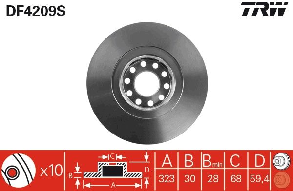 TRW DF4209S - Bremsscheibe