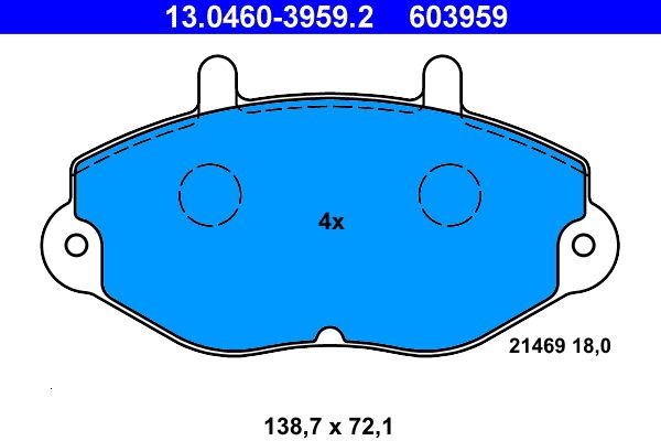 ATE 13.0460-3959.2 - Bremsbelagsatz, Scheibenbremse