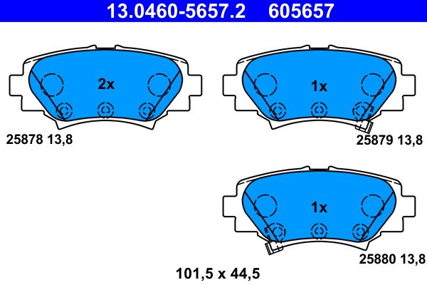 ATE 13.0460-5657.2 - Bremsbelagsatz, Scheibenbremse