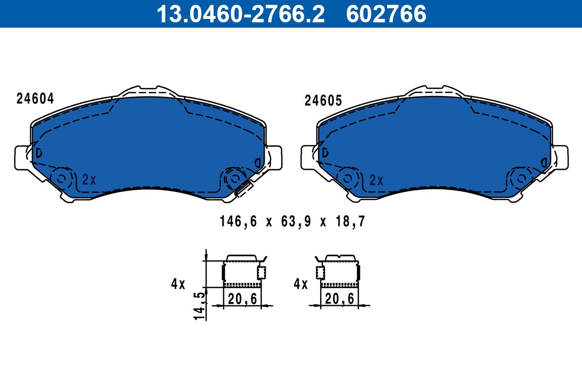 ATE 13.0460-2766.2 - Bremsbelagsatz, Scheibenbremse