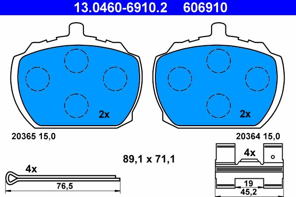ATE 13.0460-6910.2 - Bremsbelagsatz, Scheibenbremse