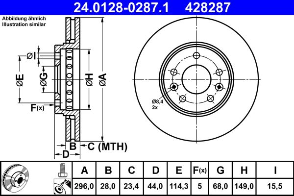 ATE 24.0128-0287.1 - Bremsscheibe