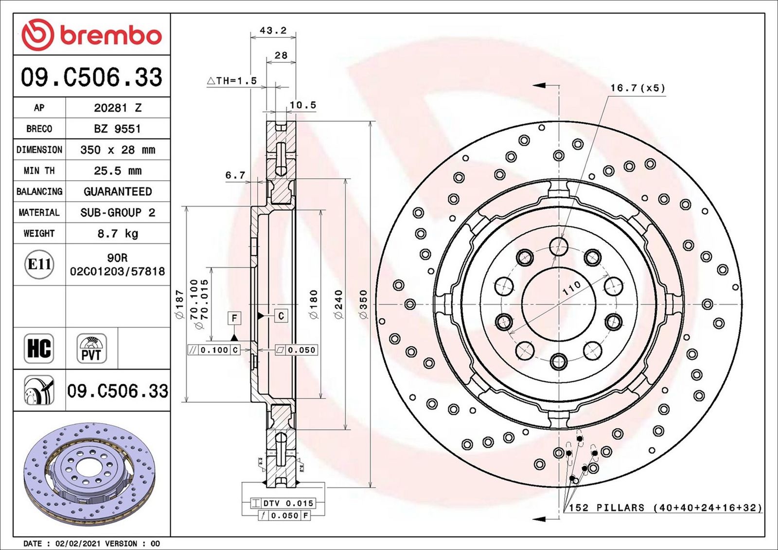 BREMBO 09.C506.33 - Bremsscheibe