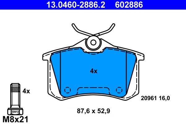 ATE 13.0460-2886.2 - Bremsbelagsatz, Scheibenbremse