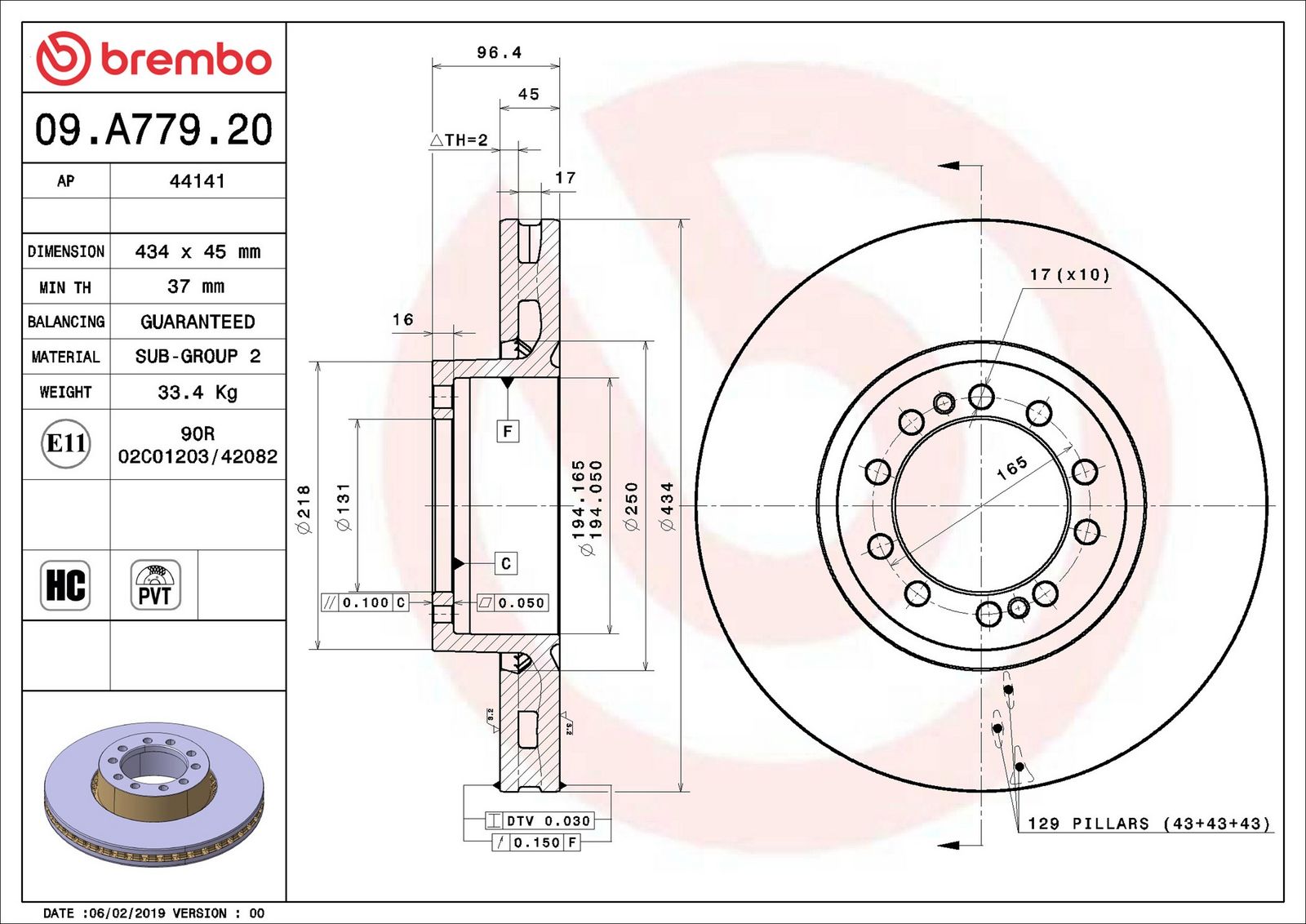 BREMBO 09.A779.20 - Bremsscheibe