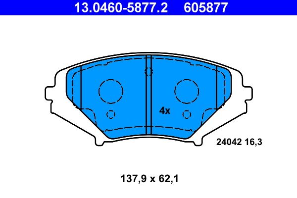 ATE 13.0460-5877.2 - Bremsbelagsatz, Scheibenbremse