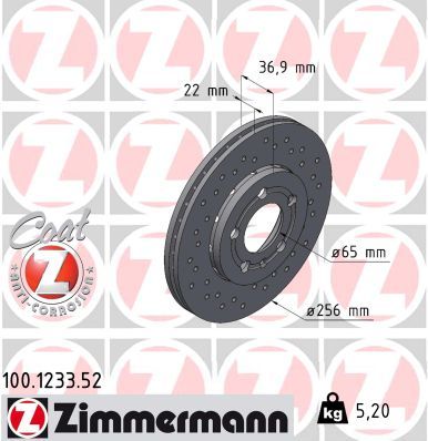 ZIMMERMANN 100.1233.52 - Bremsscheibe