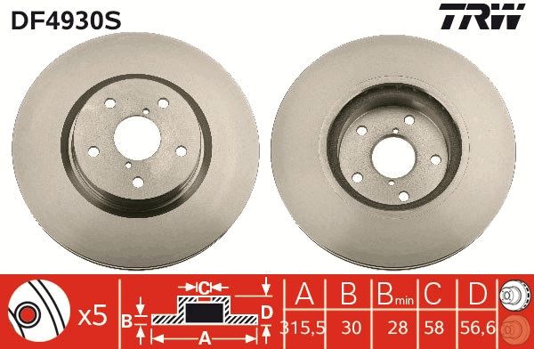 TRW DF4930S - Bremsscheibe