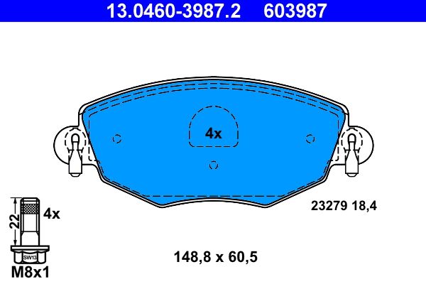 ATE 13.0460-3987.2 - Bremsbelagsatz, Scheibenbremse