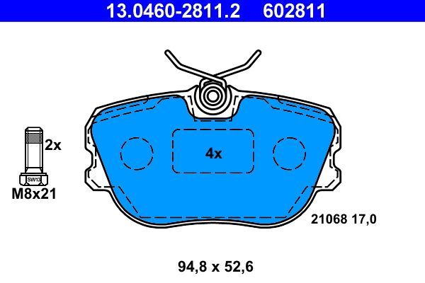 ATE 13.0460-2811.2 - Bremsbelagsatz, Scheibenbremse