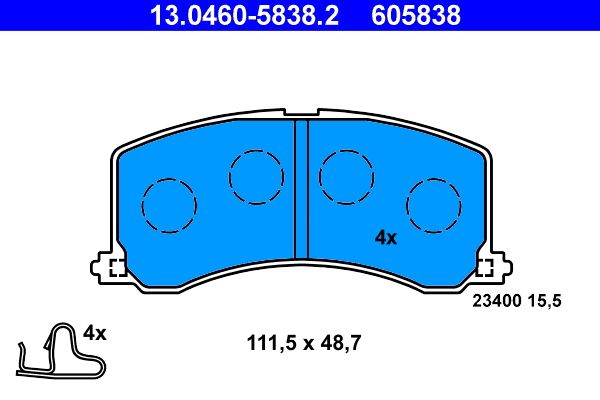 ATE 13.0460-5838.2 - Bremsbelagsatz, Scheibenbremse