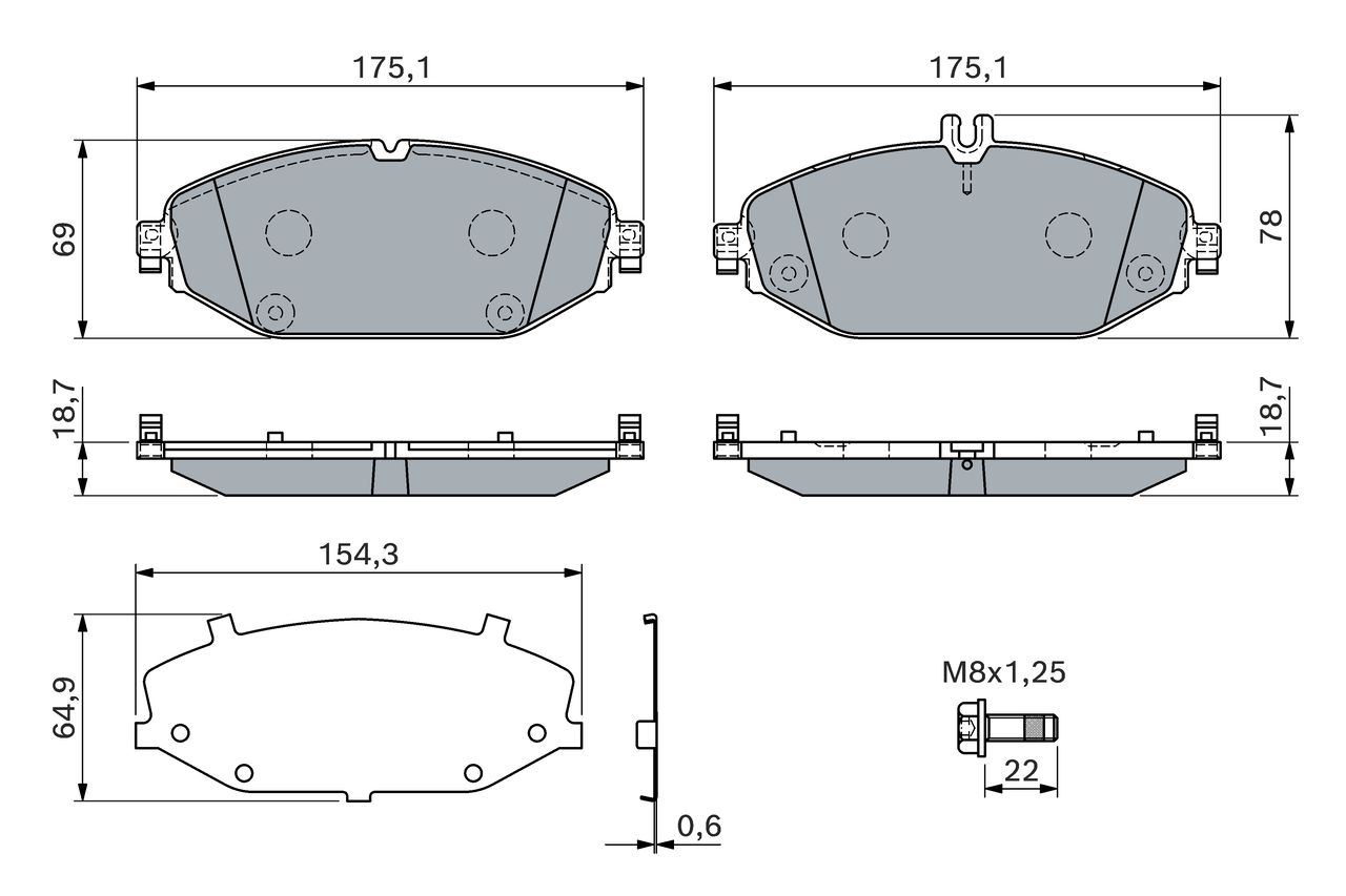 BOSCH 0 986 460 129 - Bremsbelagsatz, Scheibenbremse