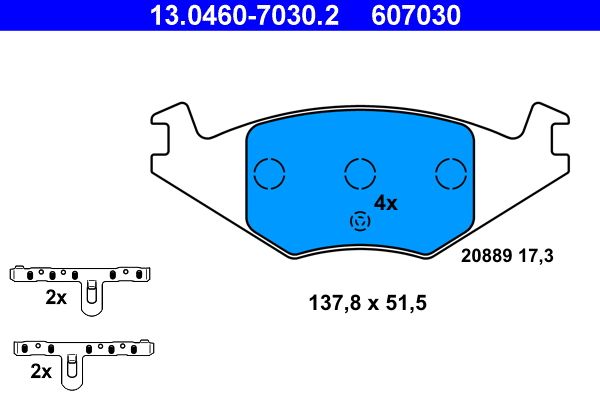 ATE 13.0460-7030.2 - Bremsbelagsatz, Scheibenbremse